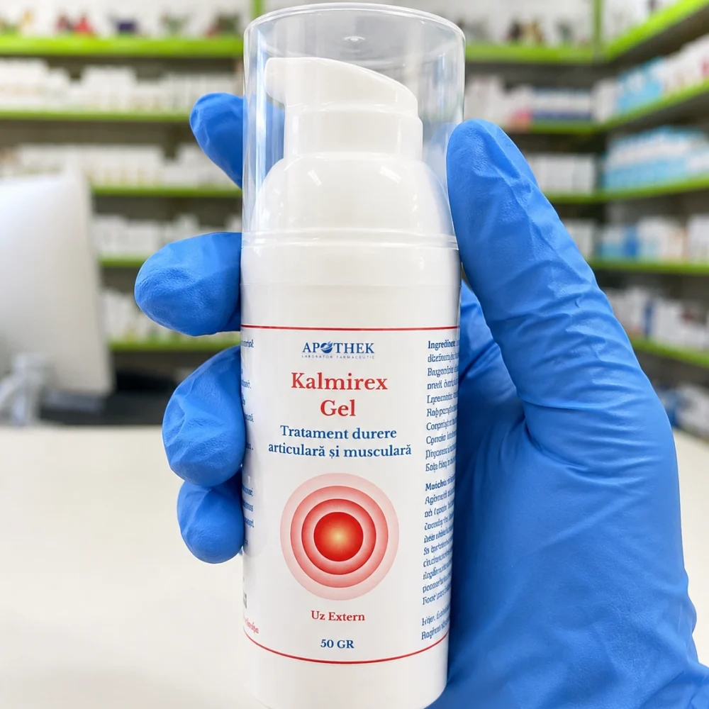 alt= Cele 4 active Kalmirex: ibuprofen, salicilat de metil, lidocaină și levomentol Legendă: Patru substanțe active: antiinflamator, încălzire, anestezic și răcorire