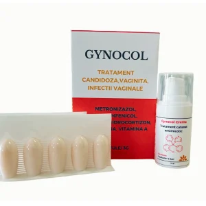 alt= Gynocol – pachet complet cu ovule și cremă de la Apothek, tratament eficient pentru infecții fungice,secreții vaginale și îngrijire intimă