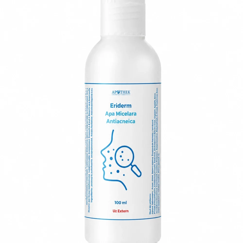 alt= Eriderm apă micelară ten acneic cu acid salicilic, flacon 100 ml Apothek