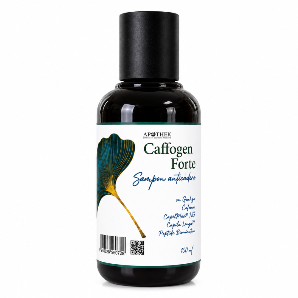alt= Caffogen Forte șampon anticădere cu cafeină peptide și celule stem ApothekCaffogen Forte – Șampon Anticădere ApothekIngrediente / flat laycaffogen-forte-ingrediente-active-cafeina-ginkgo.jpg