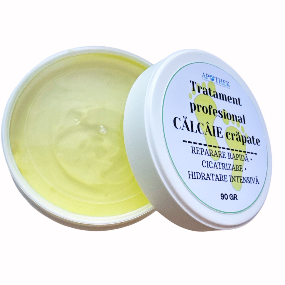 alt= Tratament profesional pentru călcâie crăpate cu ulei de avocado și lanolină – cremă cicatrizantă și hidratantă