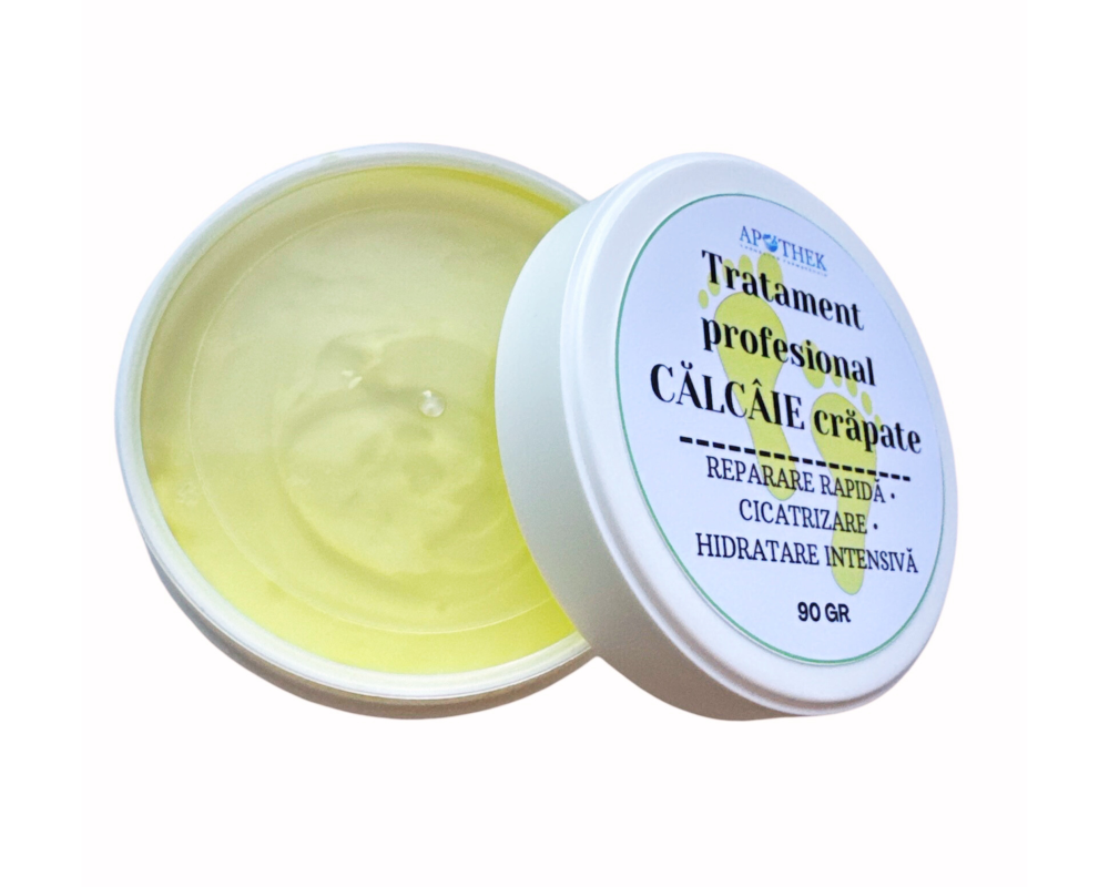 alt= Tratament profesional pentru călcâie crăpate cu ulei de avocado și lanolină – cremă cicatrizantă și hidratantă