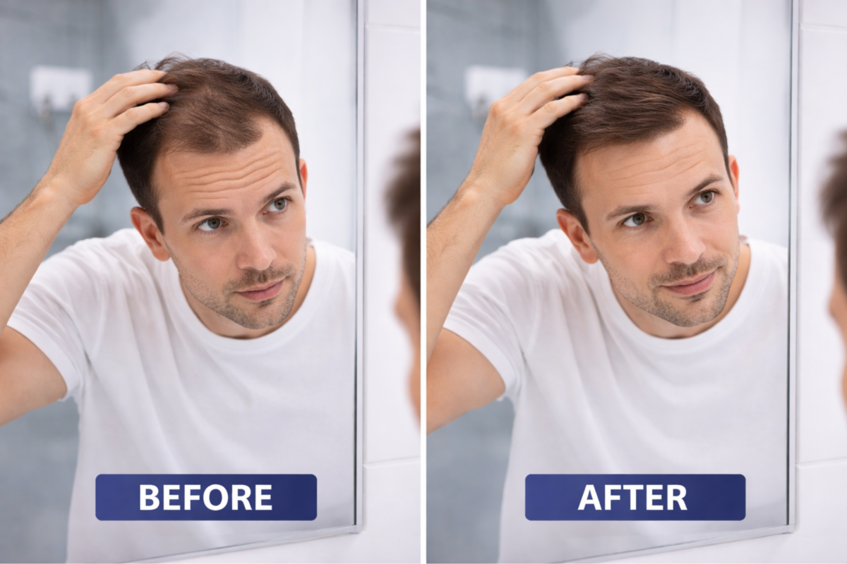 alt= după cât timp apar rezultate Minoxidil 5% evoluție pe luni