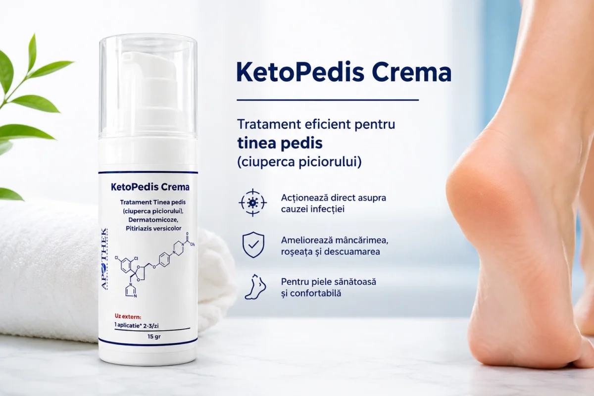 KetoPedis Cremă cu 5 ingrediente active — tratament ciuperca piciorului