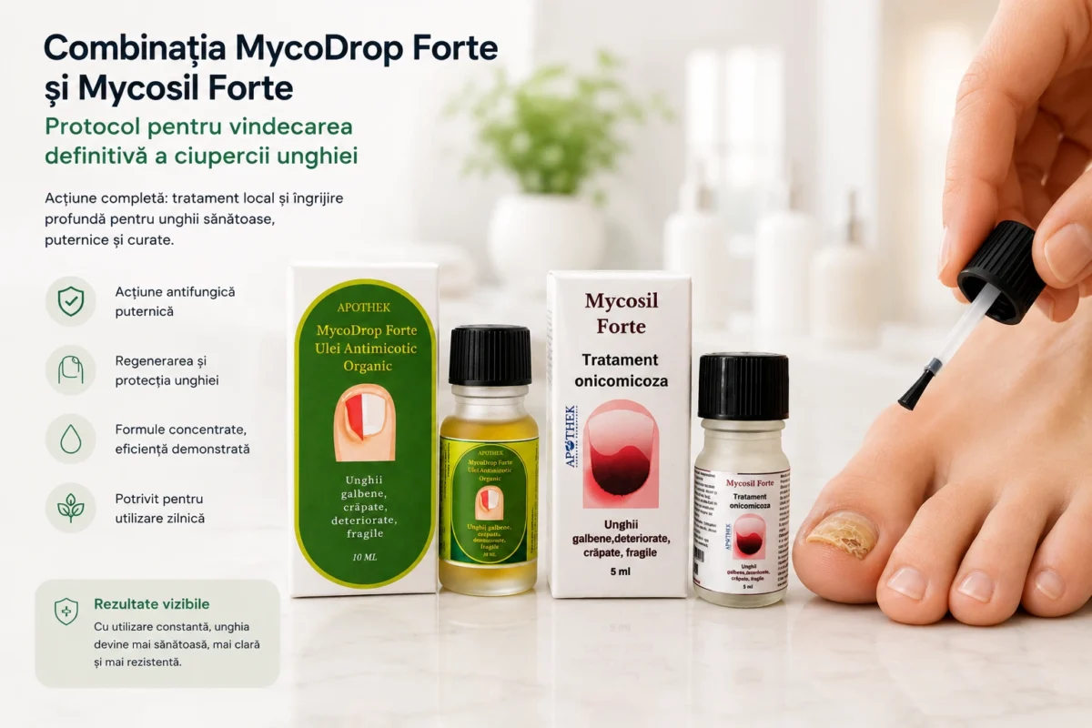 Cum Scapi Definitiv de Ciuperca Unghiei — Cauzele Recidivei și Protocol Complet 3 Combinația MycoDrop Forte și Mycosil Forte — protocol pentru vindecarea definitivă a ciupercii unghiei