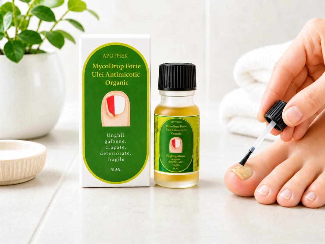 MycoDrop Forte — ulei antimicotic cu 6 uleiuri esențiale pentru ciuperca unghiei, formulat de Apothek