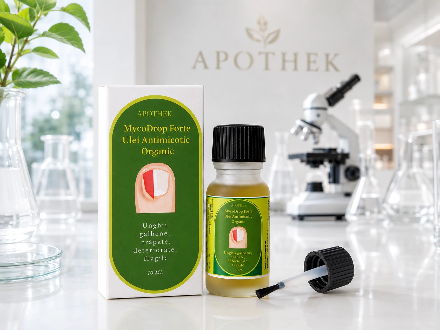 alt= Cel mai bun ulei pentru ciuperca unghiei — MycoDrop Forte cu tea tree, cuișoare și oregano